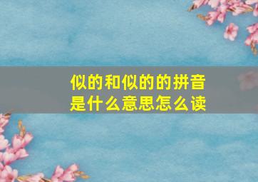 似的和似的的拼音是什么意思怎么读