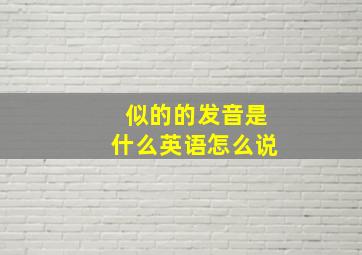 似的的发音是什么英语怎么说