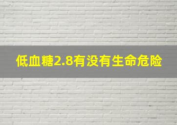 低血糖2.8有没有生命危险