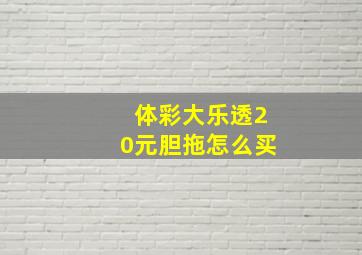 体彩大乐透20元胆拖怎么买