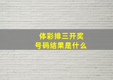 体彩排三开奖号码结果是什么