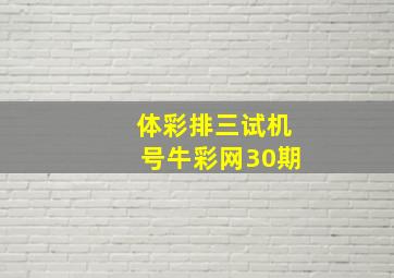 体彩排三试机号牛彩网30期