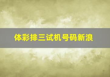 体彩排三试机号码新浪