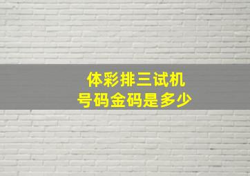 体彩排三试机号码金码是多少