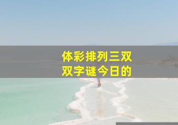 体彩排列三双双字谜今日的