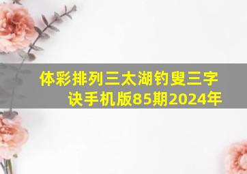 体彩排列三太湖钓叟三字诀手机版85期2024年