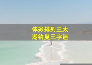 体彩排列三太湖钓叟三字迷