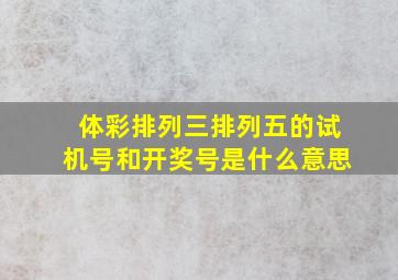 体彩排列三排列五的试机号和开奖号是什么意思