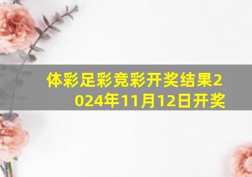 体彩足彩竞彩开奖结果2024年11月12日开奖