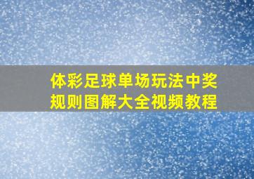 体彩足球单场玩法中奖规则图解大全视频教程