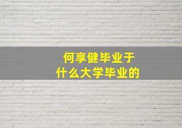 何享健毕业于什么大学毕业的