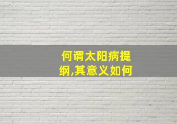 何谓太阳病提纲,其意义如何