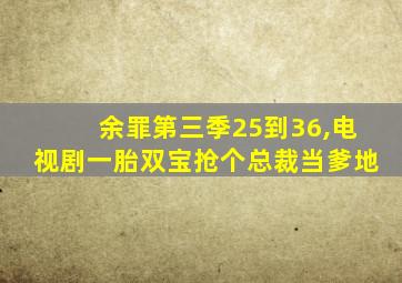 余罪第三季25到36,电视剧一胎双宝抢个总裁当爹地