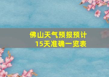 佛山天气预报预计15天准确一览表