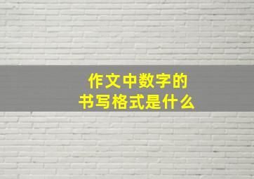 作文中数字的书写格式是什么