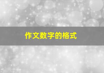 作文数字的格式