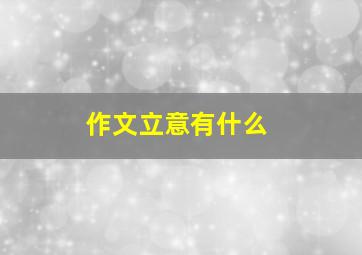 作文立意有什么