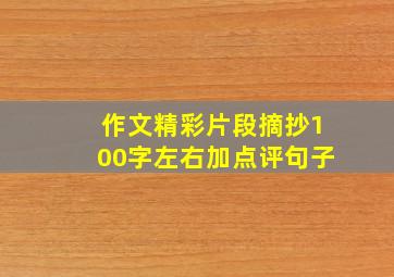 作文精彩片段摘抄100字左右加点评句子