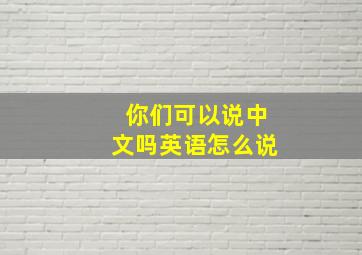 你们可以说中文吗英语怎么说