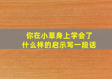 你在小草身上学会了什么样的启示写一段话