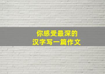 你感受最深的汉字写一篇作文