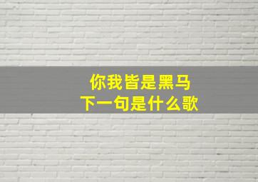 你我皆是黑马下一句是什么歌