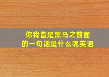 你我皆是黑马之前面的一句话是什么呢英语