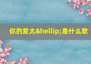 你的爱太…是什么歌