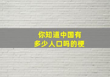 你知道中国有多少人口吗的梗