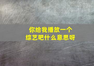 你给我播放一个综艺吧什么意思呀