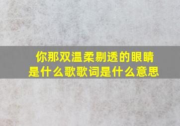 你那双温柔剔透的眼睛是什么歌歌词是什么意思