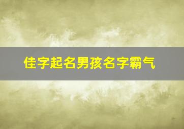 佳字起名男孩名字霸气