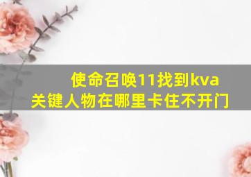 使命召唤11找到kva关键人物在哪里卡住不开门