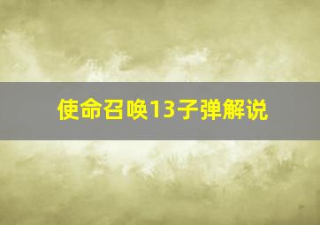 使命召唤13子弹解说