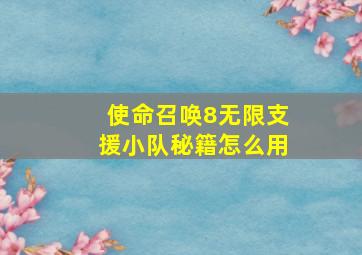 使命召唤8无限支援小队秘籍怎么用