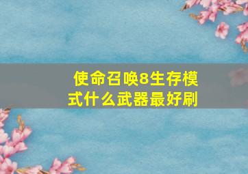 使命召唤8生存模式什么武器最好刷