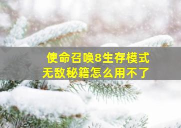 使命召唤8生存模式无敌秘籍怎么用不了