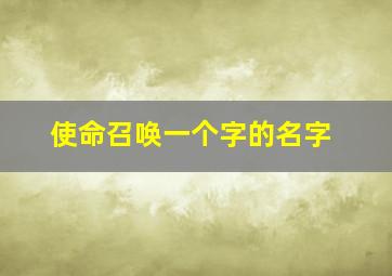 使命召唤一个字的名字