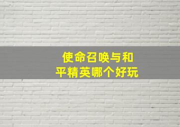 使命召唤与和平精英哪个好玩