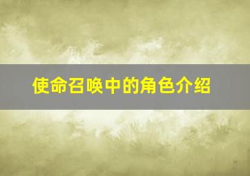 使命召唤中的角色介绍