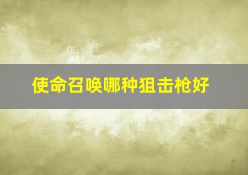 使命召唤哪种狙击枪好