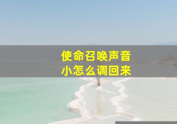 使命召唤声音小怎么调回来