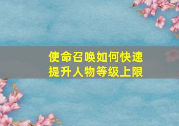 使命召唤如何快速提升人物等级上限