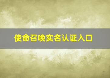 使命召唤实名认证入口