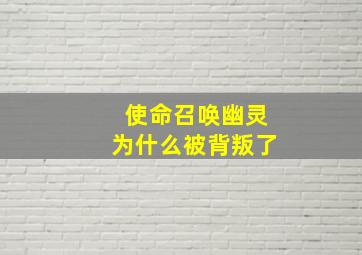 使命召唤幽灵为什么被背叛了