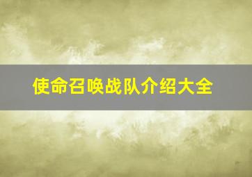 使命召唤战队介绍大全