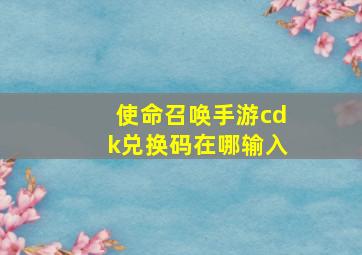 使命召唤手游cdk兑换码在哪输入