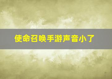 使命召唤手游声音小了