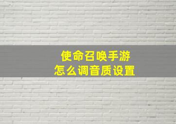 使命召唤手游怎么调音质设置