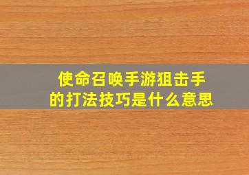 使命召唤手游狙击手的打法技巧是什么意思